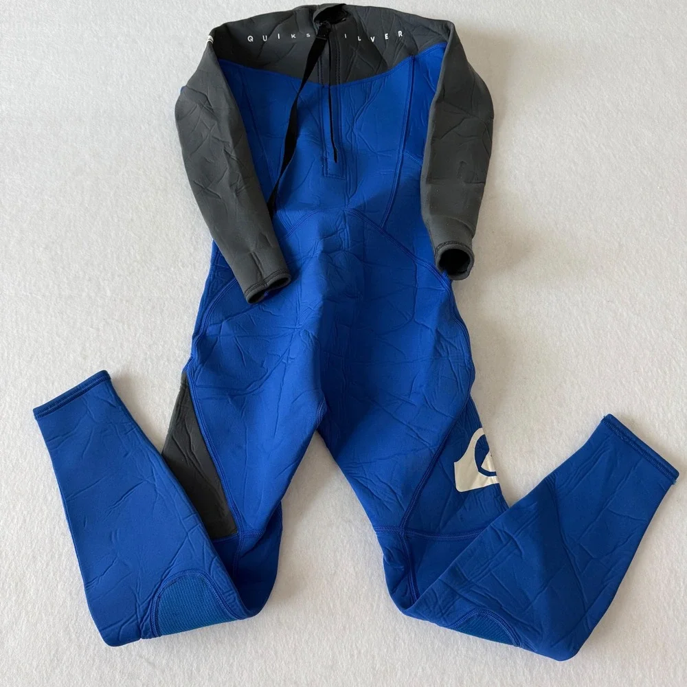 Quiksilver Syncro Series 3:2mm Neoprene Wetsuit Kids Size 10 Blue Grey
